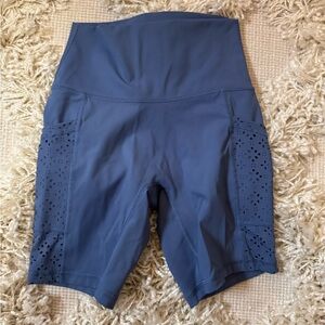 2/$28 SALE - aerie High-Rise Blue Bike Shorts with Laser-Cut Side Panels
